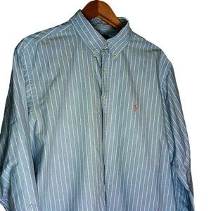 Ralph Lauren Blue White Striped Button up 18 34/35